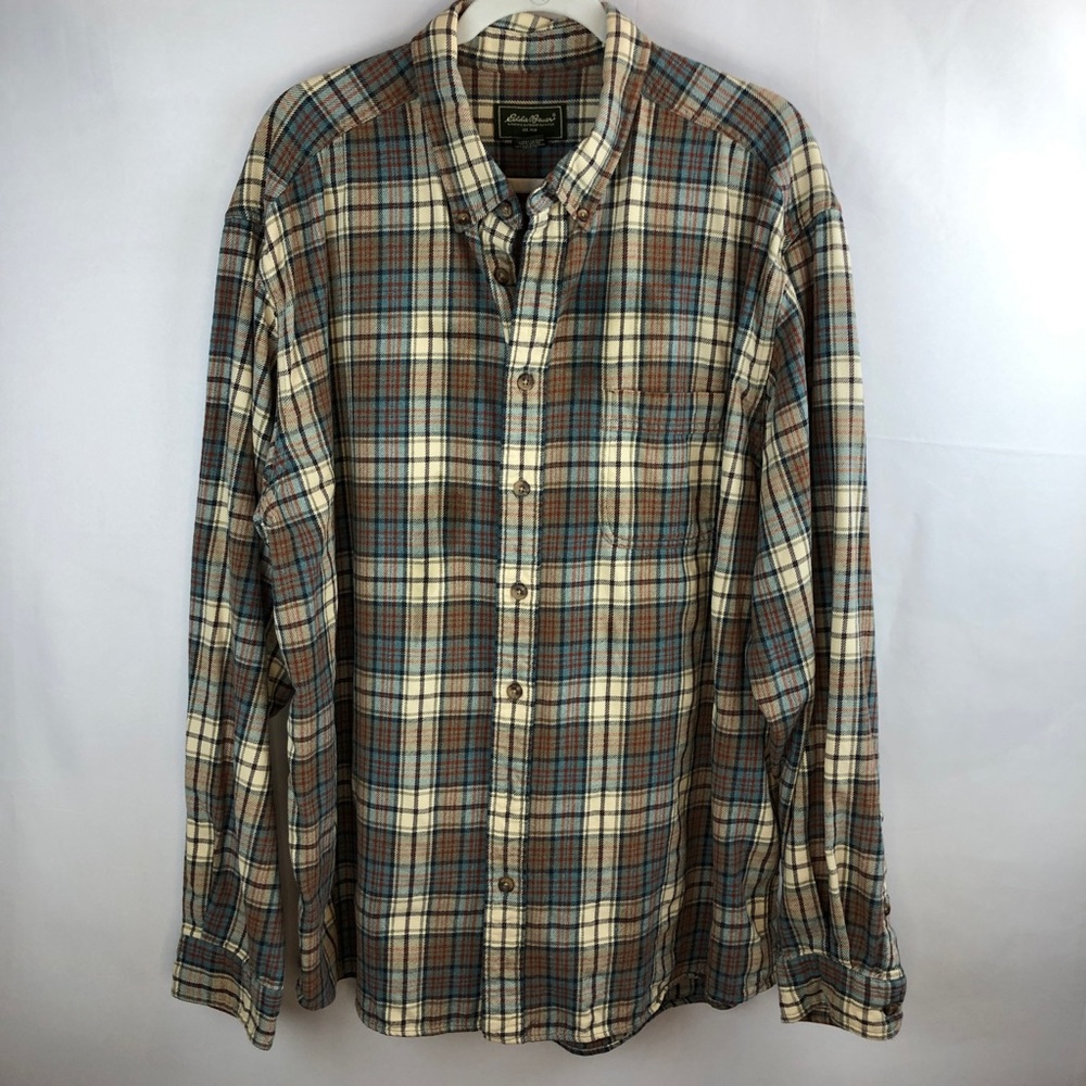 Eddie Bauer Sz. XXL Tall Cotton Plaid Shirt Mens